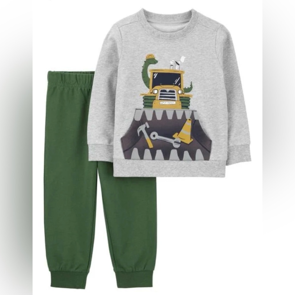 Carter boys to‎ tea two piece, jogging set, long sleeves, gray, and green